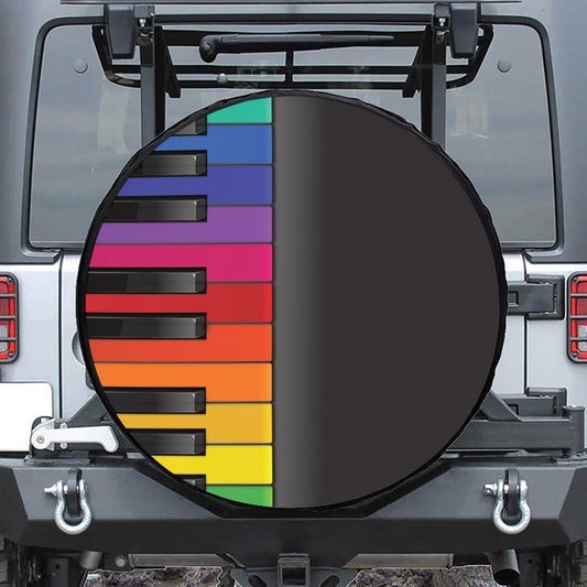 Colorful Piano Keyboard Print Tire Cover