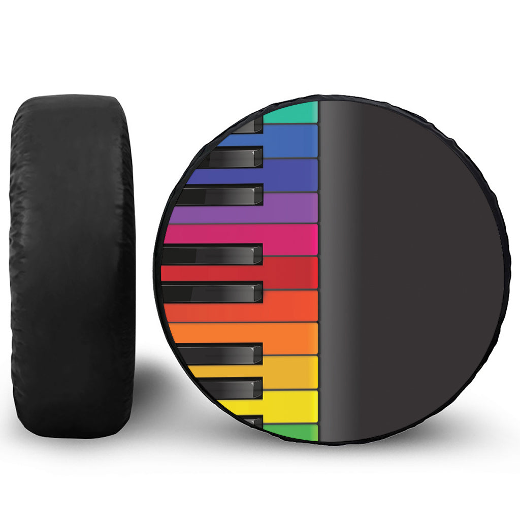 Colorful Piano Keyboard Print Tire Cover
