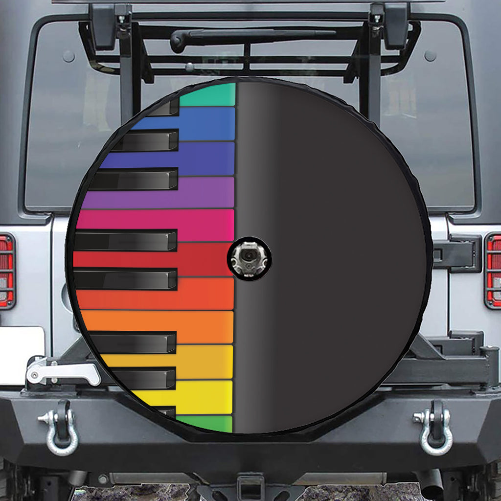 Colorful Piano Keyboard Print Tire Cover With Camera Hole