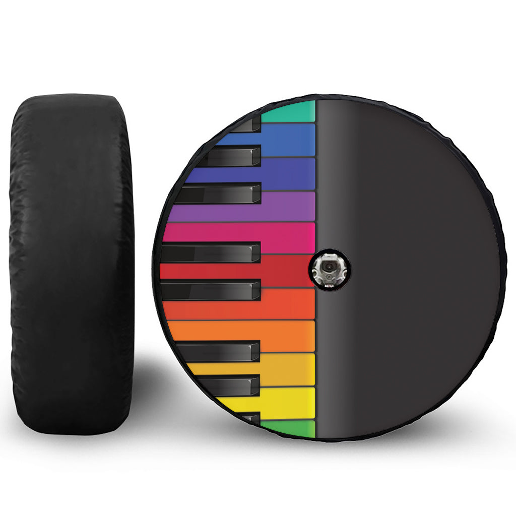 Colorful Piano Keyboard Print Tire Cover With Camera Hole