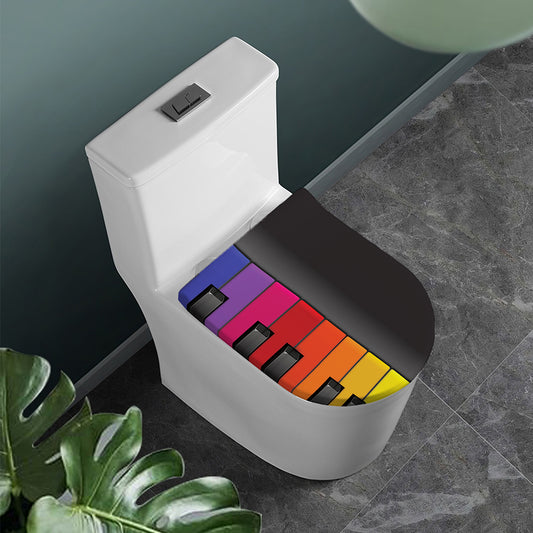 Colorful Piano Keyboard Print Toilet Lid Cover
