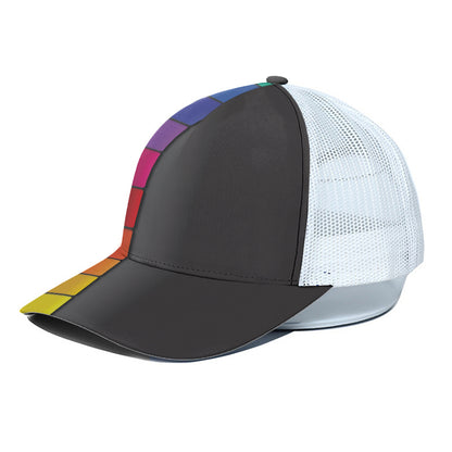 Colorful Piano Keyboard Print White Mesh Trucker Cap
