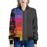 Colorful Piano Keyboard Print Women's Bomber Jacket