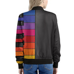Colorful Piano Keyboard Print Women's Bomber Jacket