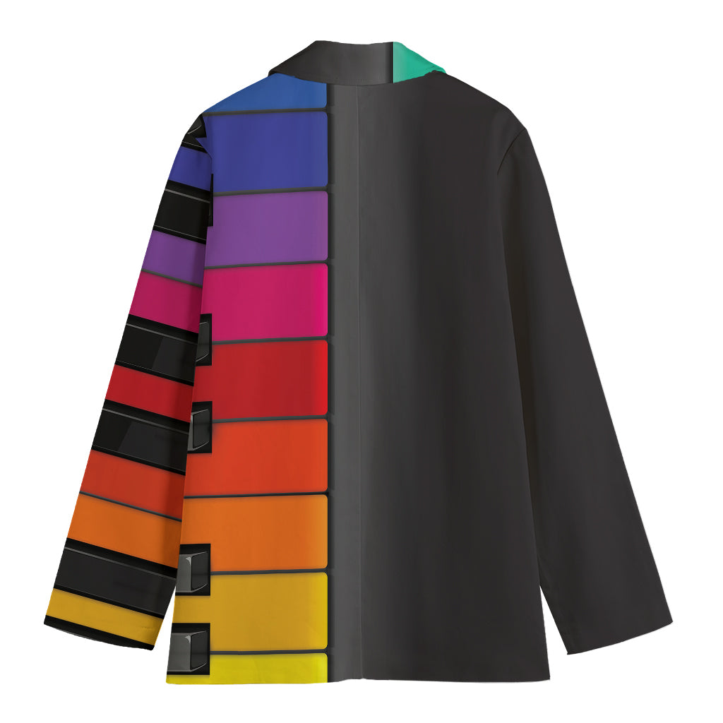 Colorful Piano Keyboard Print Women's Cotton Blazer