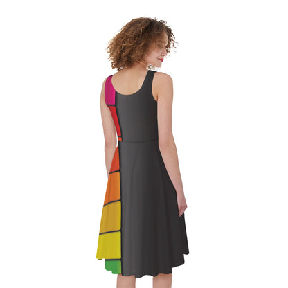 Colorful Piano Keyboard Print Women's Sleeveless Dress