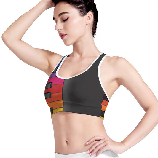 Colorful Piano Keyboard Print Women's Sports Bra