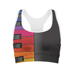 Colorful Piano Keyboard Print Women's Sports Bra