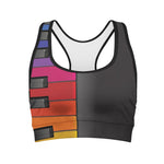 Colorful Piano Keyboard Print Women's Sports Bra