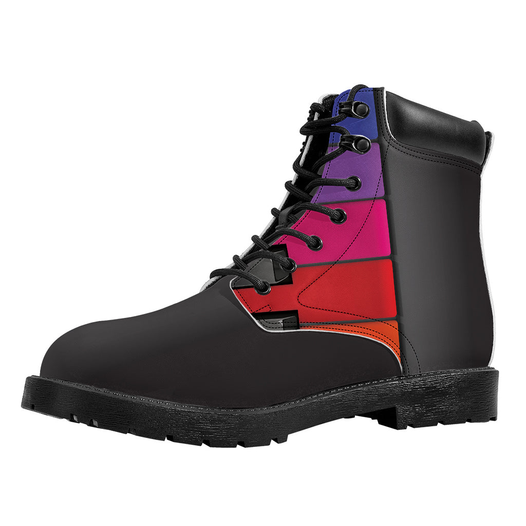 Colorful Piano Keyboard Print Work Boots