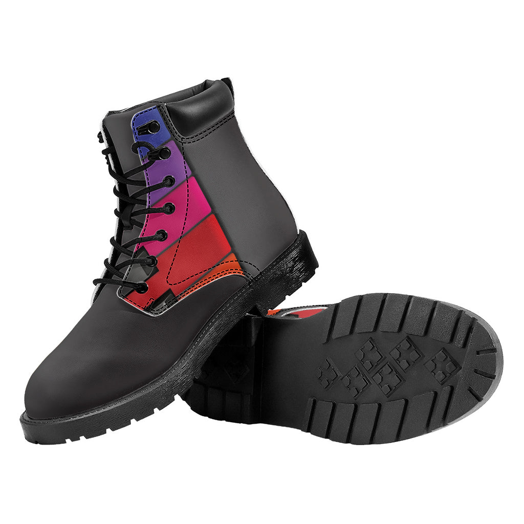 Colorful Piano Keyboard Print Work Boots