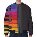 Colorful Piano Keyboard Print Zip Sleeve Bomber Jacket