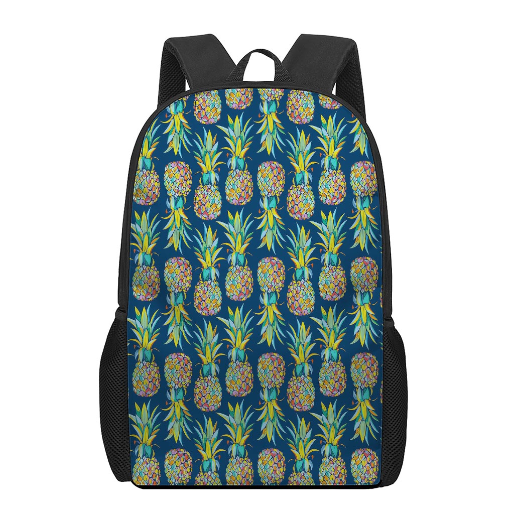 Colorful Pineapple Pattern Print 17 Inch Backpack