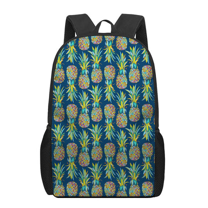Colorful Pineapple Pattern Print 17 Inch Backpack