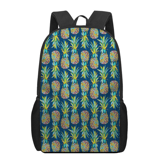 Colorful Pineapple Pattern Print 17 Inch Backpack