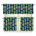 Colorful Pineapple Pattern Print 3 Piece Kitchen Curtains