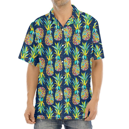 Colorful Pineapple Pattern Print Aloha Shirt