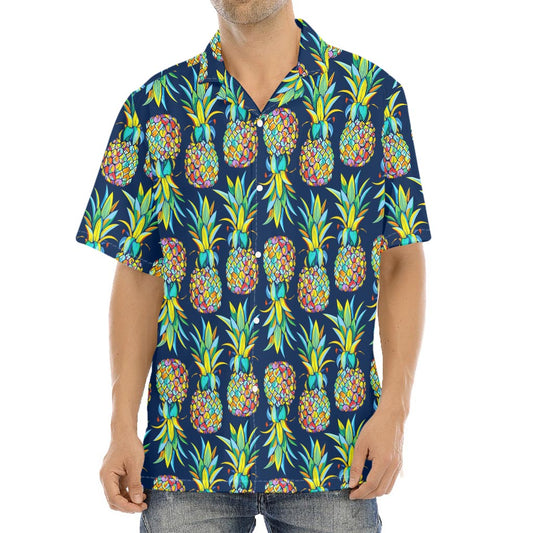 Colorful Pineapple Pattern Print Aloha Shirt