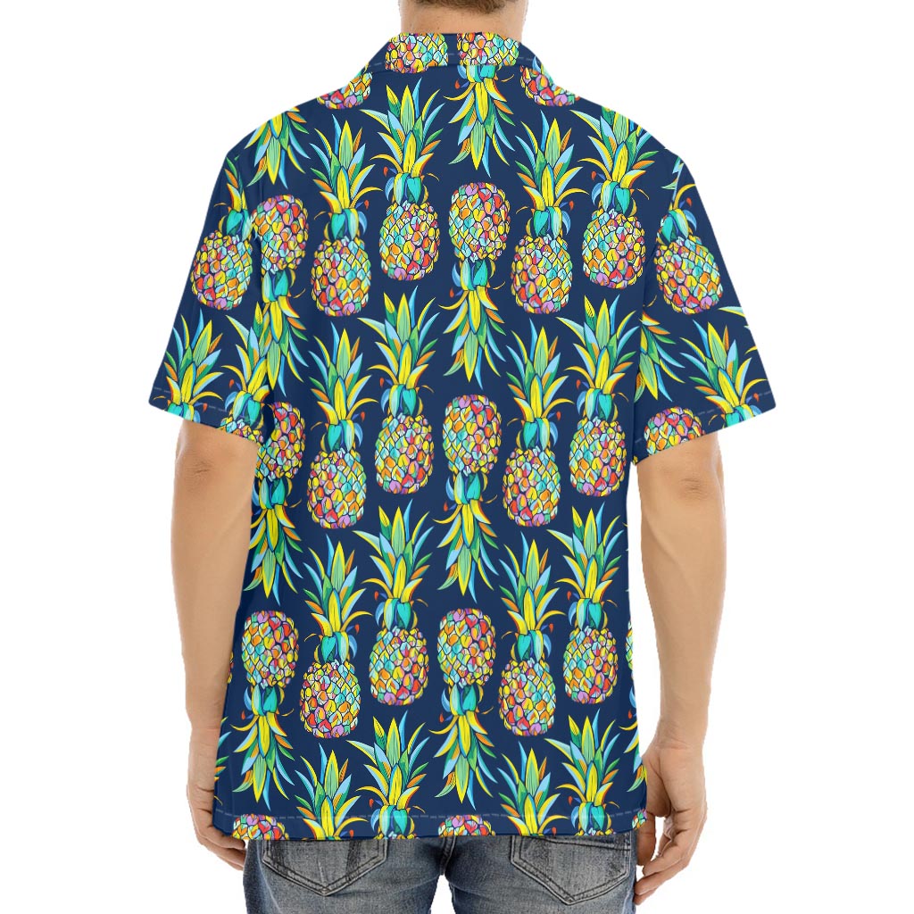 Colorful Pineapple Pattern Print Aloha Shirt