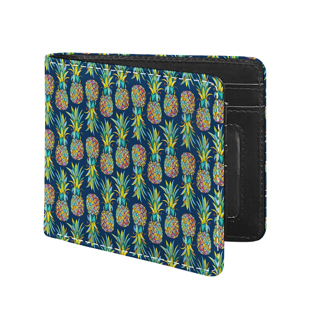 Colorful Pineapple Pattern Print Bifold Wallet