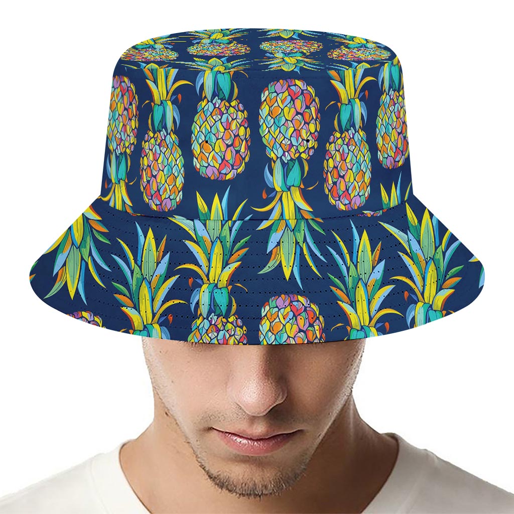 Colorful Pineapple Pattern Print Bucket Hat