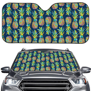 Colorful Pineapple Pattern Print Car Windshield Sun Shade