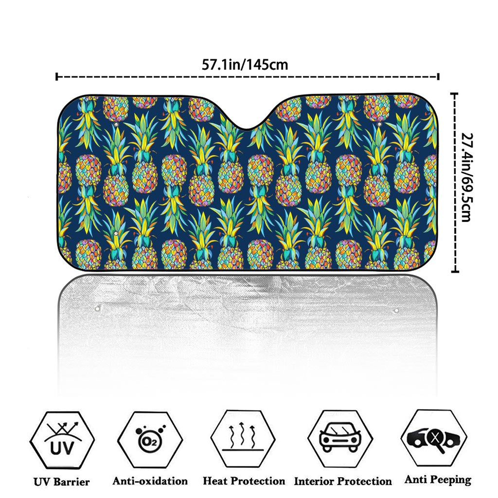 Colorful Pineapple Pattern Print Car Windshield Sun Shade