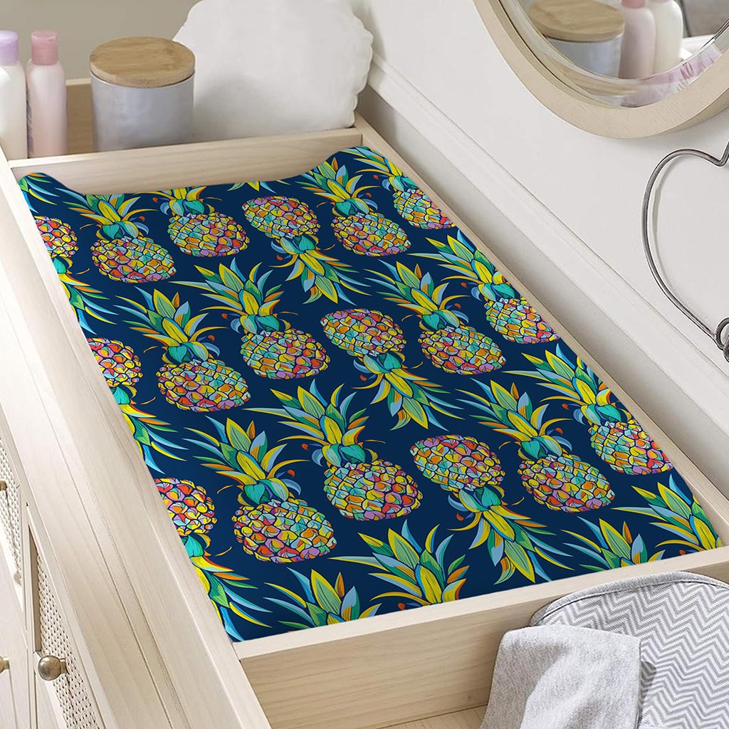 Colorful Pineapple Pattern Print Changing Pad Cover