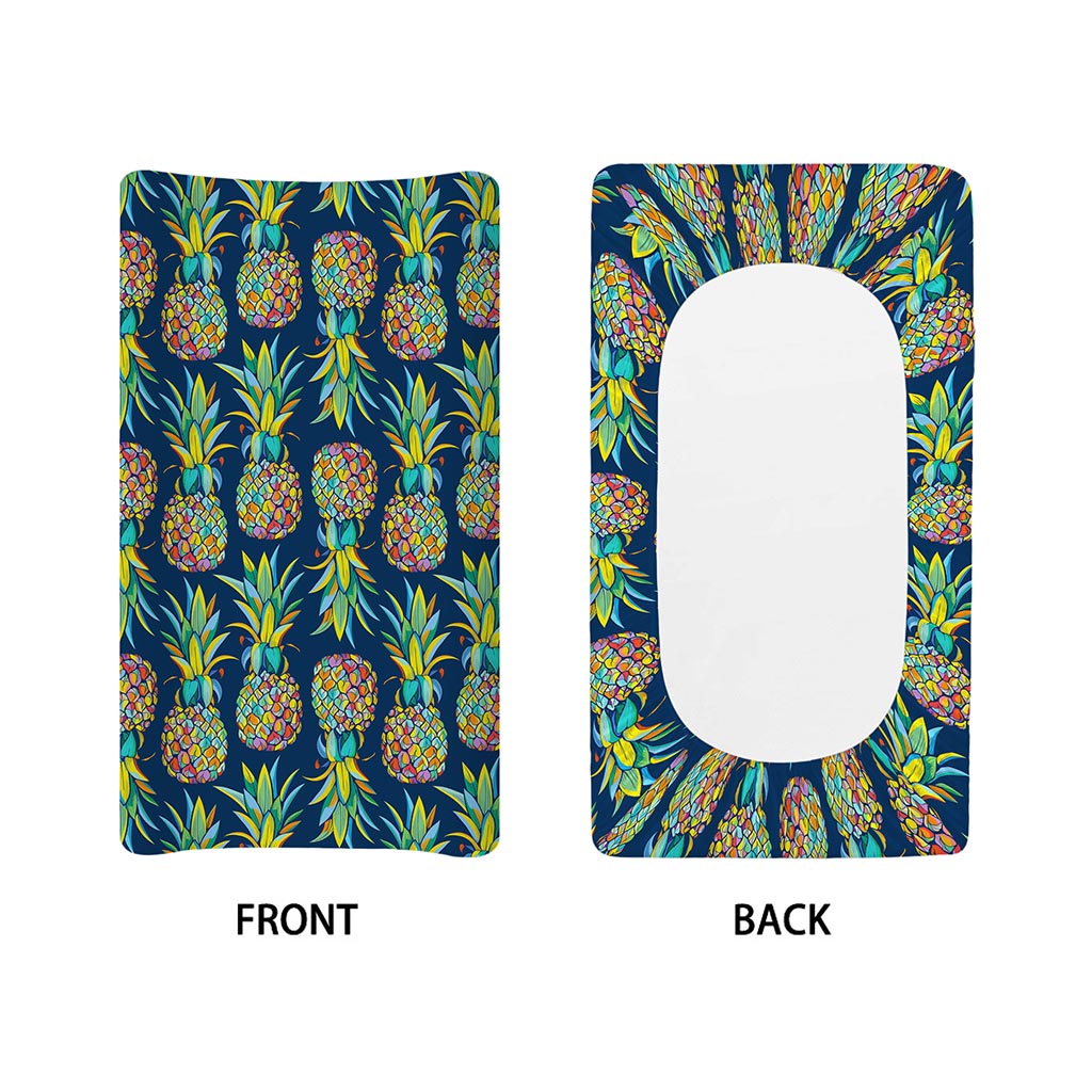 Colorful Pineapple Pattern Print Changing Pad Cover