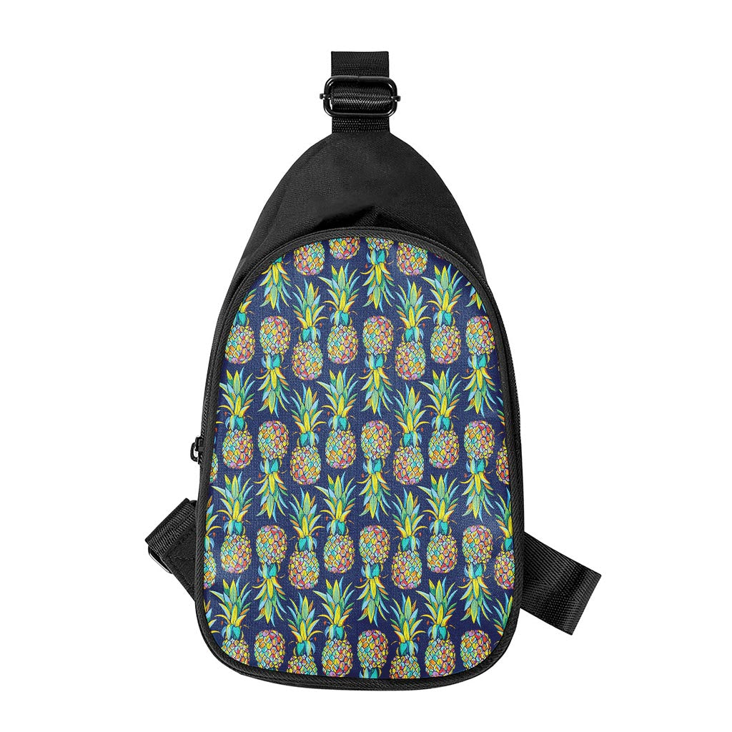 Colorful Pineapple Pattern Print Chest Bag