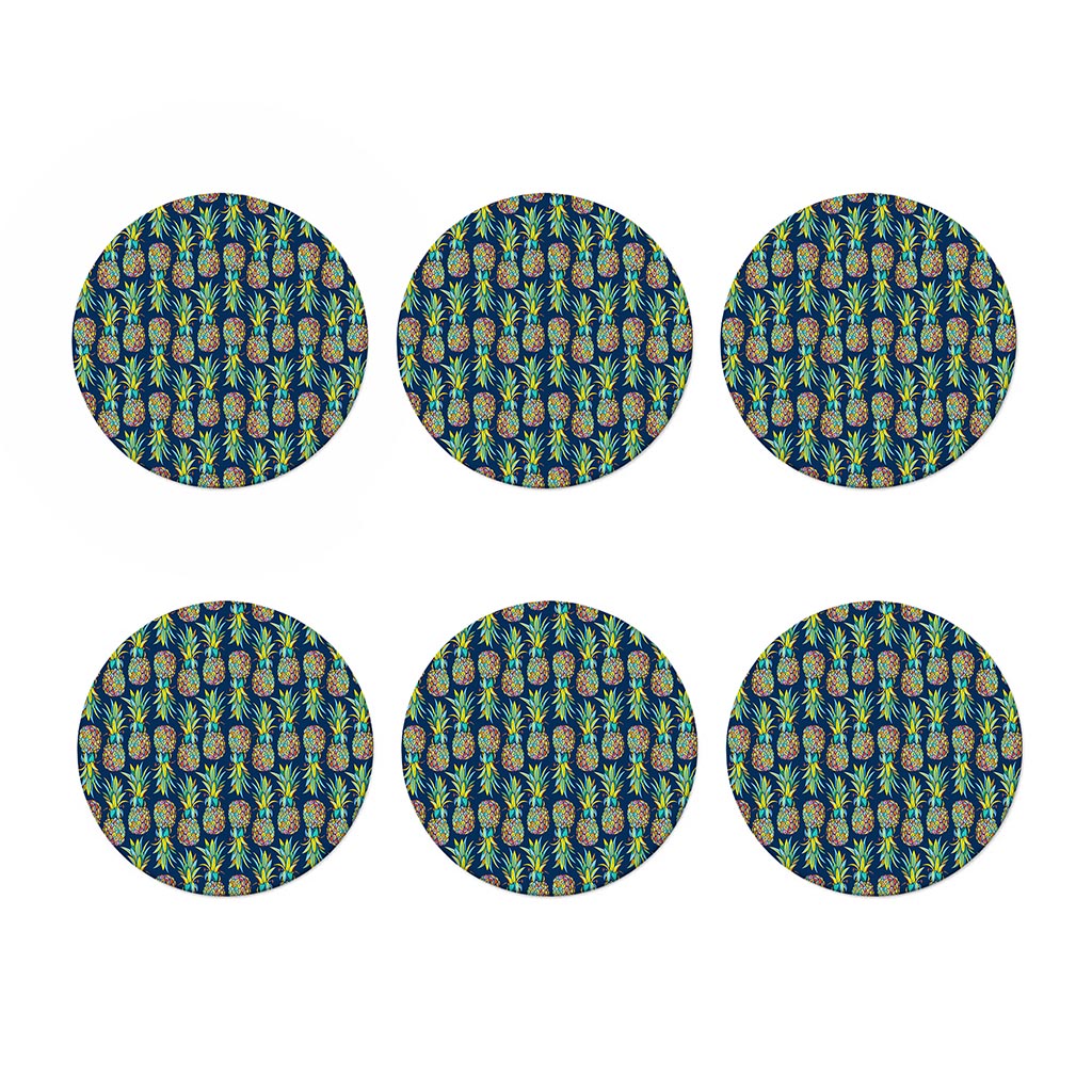 Colorful Pineapple Pattern Print Coaster Set