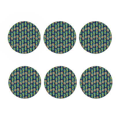 Colorful Pineapple Pattern Print Coaster Set