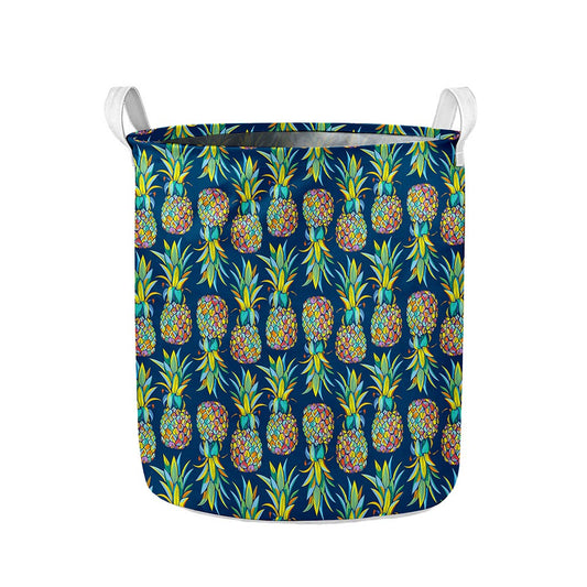Colorful Pineapple Pattern Print Collapsible Laundry Basket