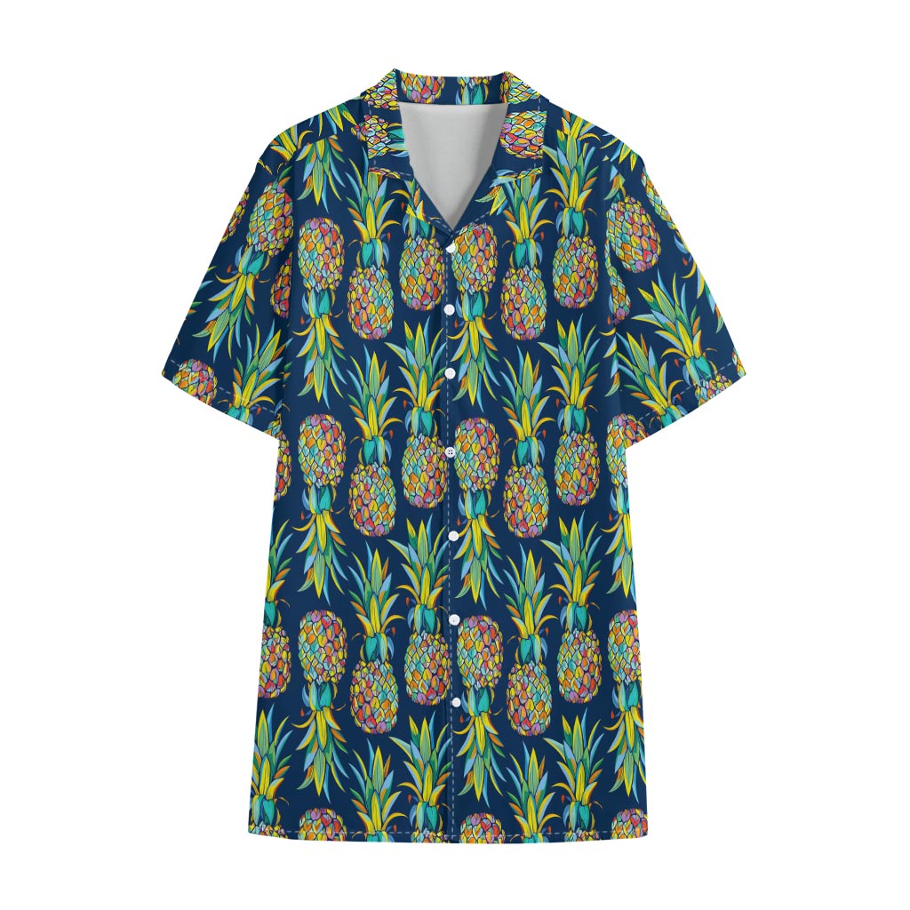 Colorful Pineapple Pattern Print Cotton Hawaiian Shirt