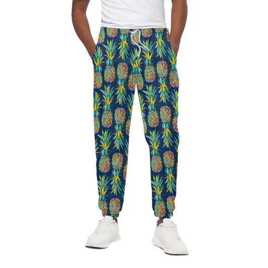Colorful Pineapple Pattern Print Cotton Pants