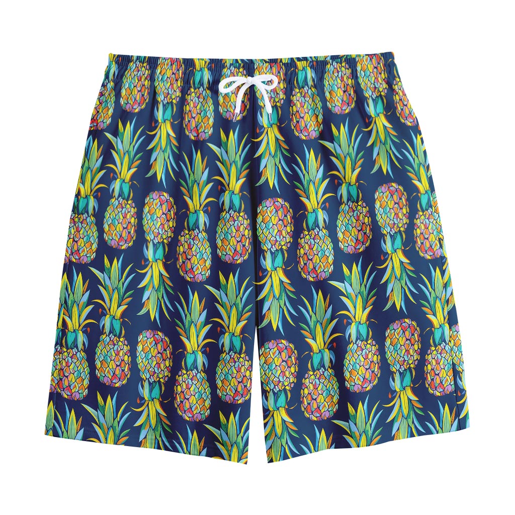 Colorful Pineapple Pattern Print Cotton Shorts