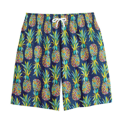 Colorful Pineapple Pattern Print Cotton Shorts
