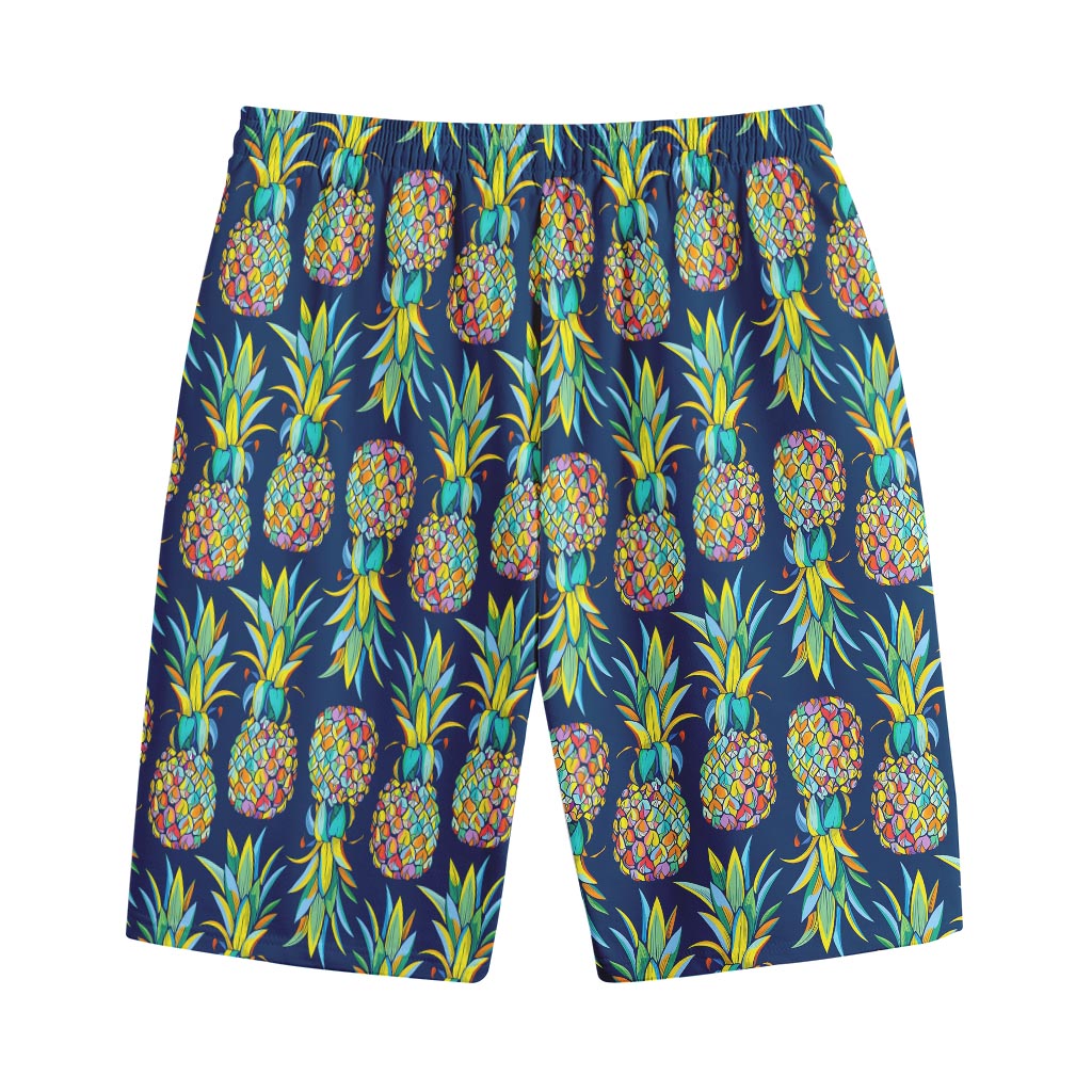 Colorful Pineapple Pattern Print Cotton Shorts