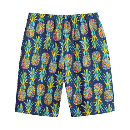 Colorful Pineapple Pattern Print Cotton Shorts