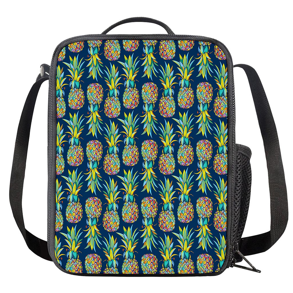 Colorful Pineapple Pattern Print Crossbody Lunch Bag