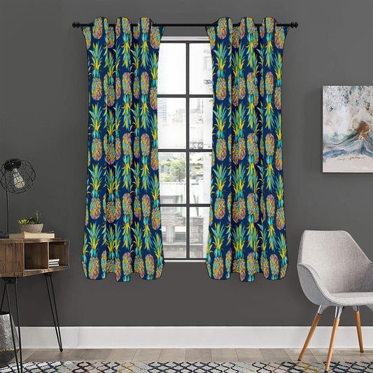 Colorful Pineapple Pattern Print Curtain