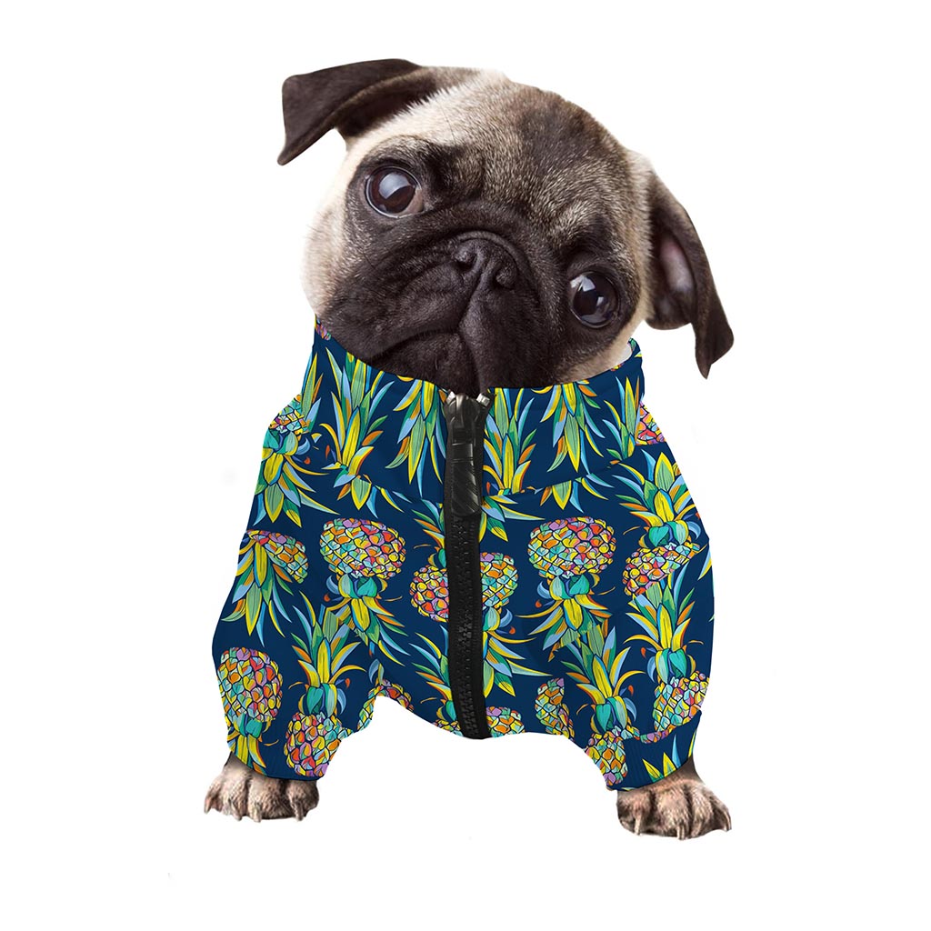 Colorful Pineapple Pattern Print Dog Zip Up Jacket