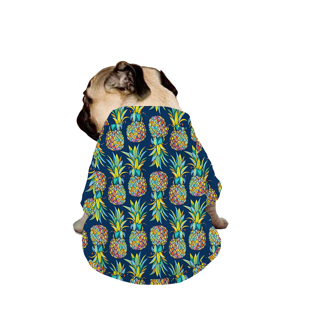 Colorful Pineapple Pattern Print Dog Zip Up Jacket