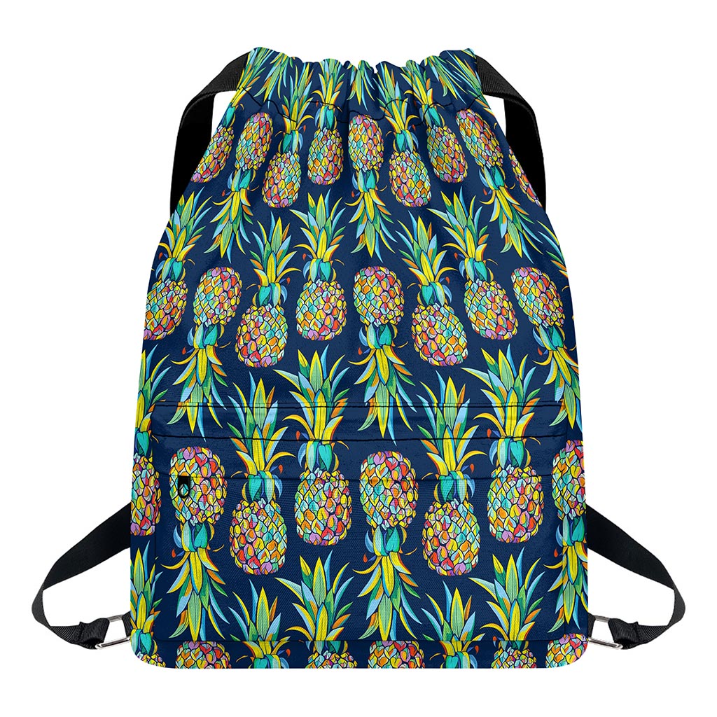 Colorful Pineapple Pattern Print Drawstring Backpack