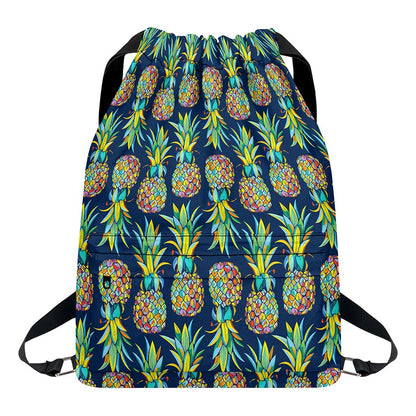 Colorful Pineapple Pattern Print Drawstring Backpack