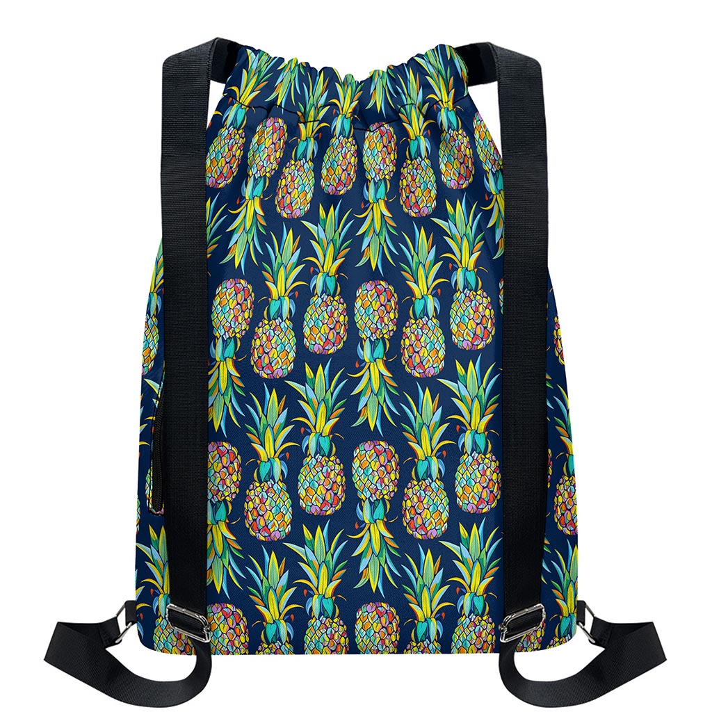 Colorful Pineapple Pattern Print Drawstring Backpack