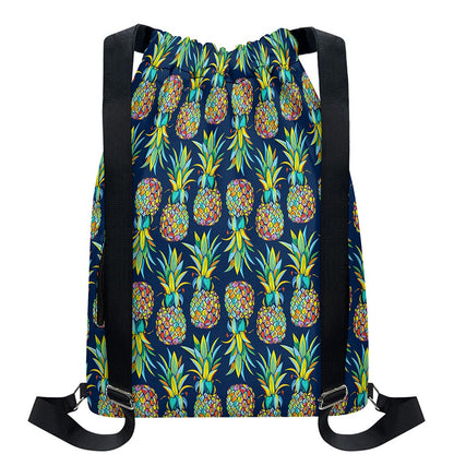 Colorful Pineapple Pattern Print Drawstring Backpack