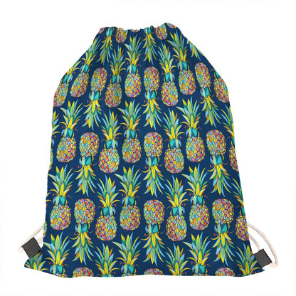 Colorful Pineapple Pattern Print Drawstring Bag