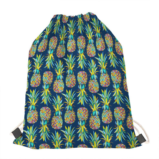 Colorful Pineapple Pattern Print Drawstring Bag