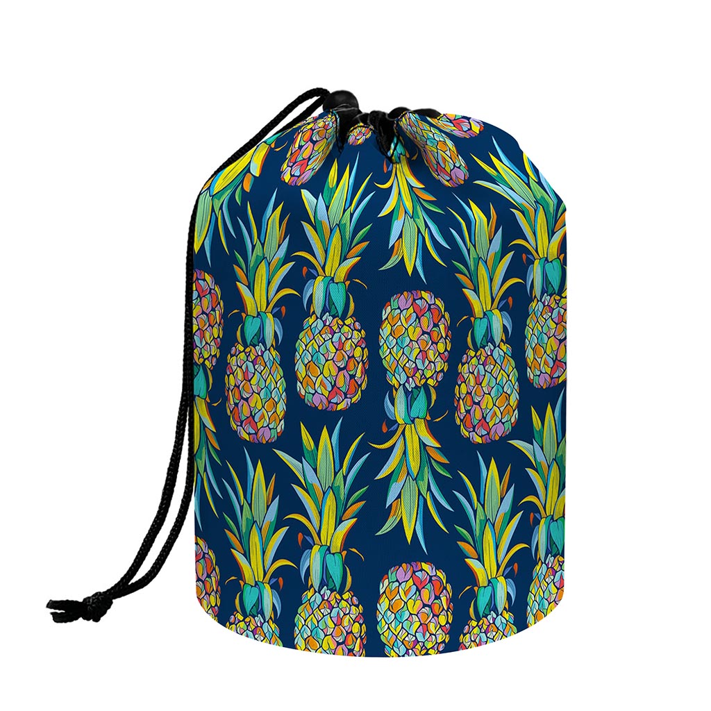 Colorful Pineapple Pattern Print Drawstring Makeup Bag